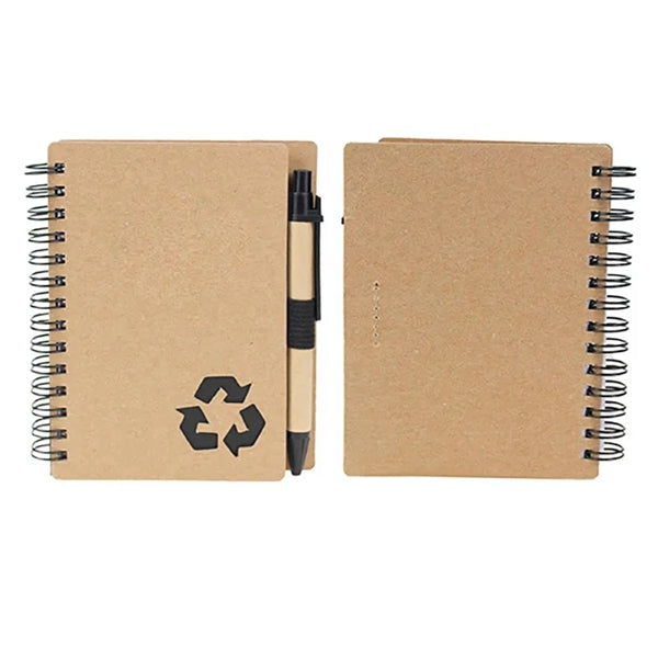 Mini Kraft Spiral Notebooks with Pen