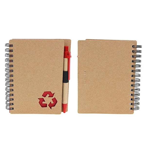 Mini Kraft Spiral Notebooks with Pen