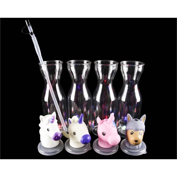 Popular Animal straw bottle with flashing