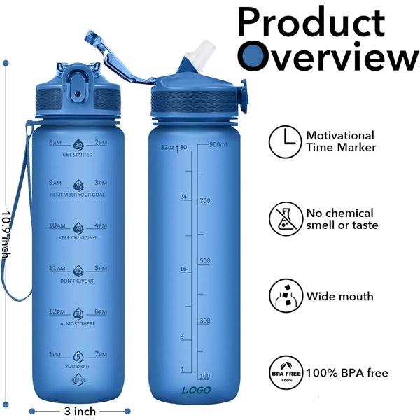 32oz Flip-Top Sports Water Bottle with Straw