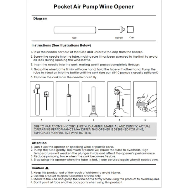 Mini Pocket Air Pump Wine Bottle Opener