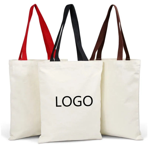 Recycled Canvas Tote Bag with Color Web Handles