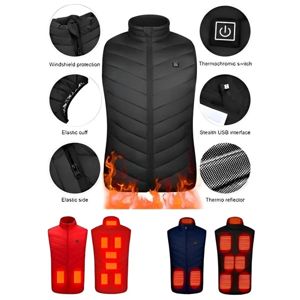 9 Heating Zones Outdoor Men Jacket Rechargeable Heater Vest