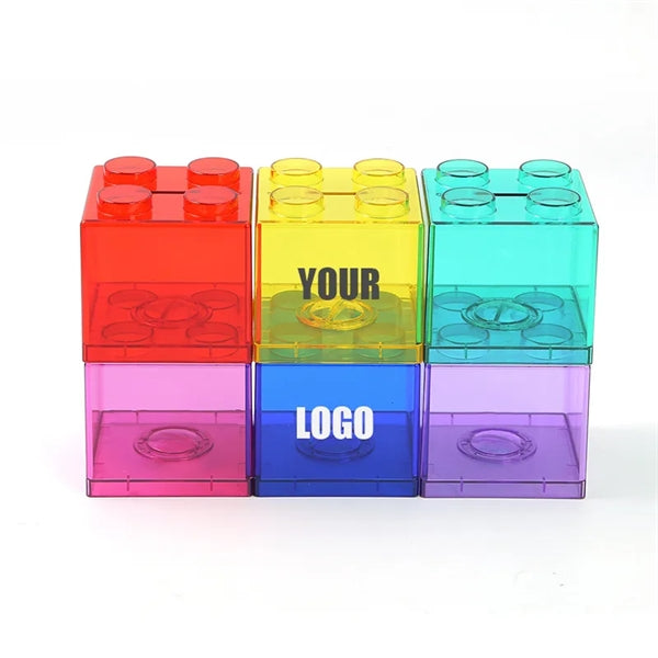 Clear Building Block Coin Piggy Bank