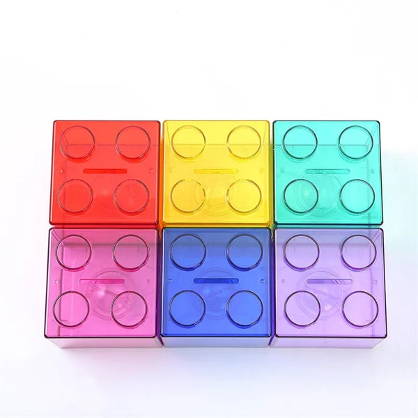Clear Building Block Coin Piggy Bank