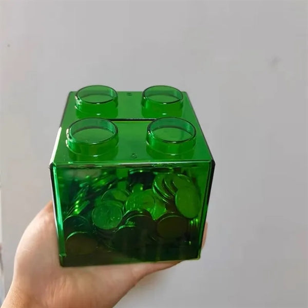 Clear Building Block Coin Piggy Bank