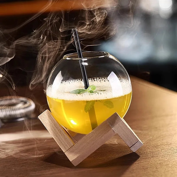 12OZ Round Cocktail Glasses with Wooden Base