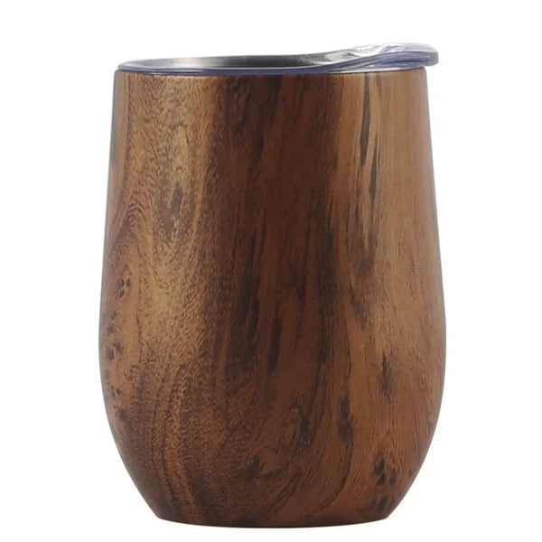 Vacuum Insulated Wood Grain Wine Tumbler - 12 oz