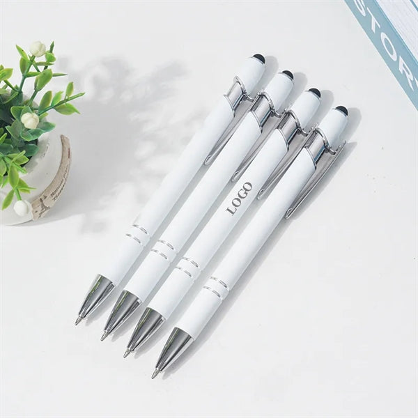 White Color Soft Touchscreen Incline Stylus Metal Pen