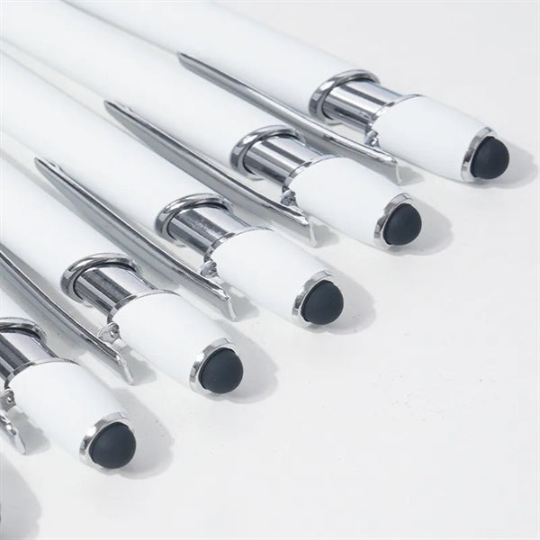 White Color Soft Touchscreen Incline Stylus Metal Pen