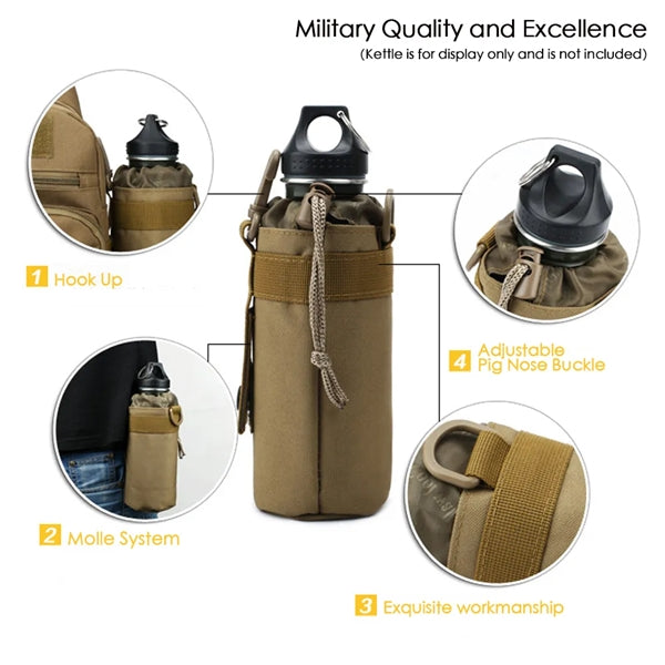 Nylon Tactical Water Bottle Holder Bag with Molle System