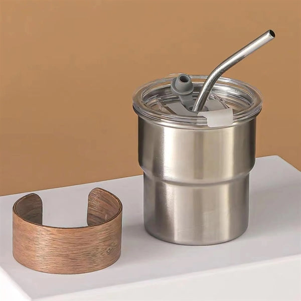 Stainless Steel Coffee Mug With Lid Straw And Sleeve