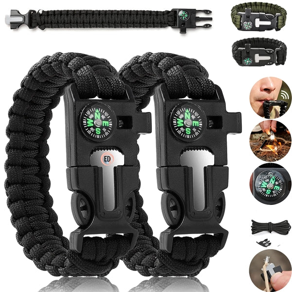 Survival Paracord Bracelets Outdoor Emergency Gear Kit