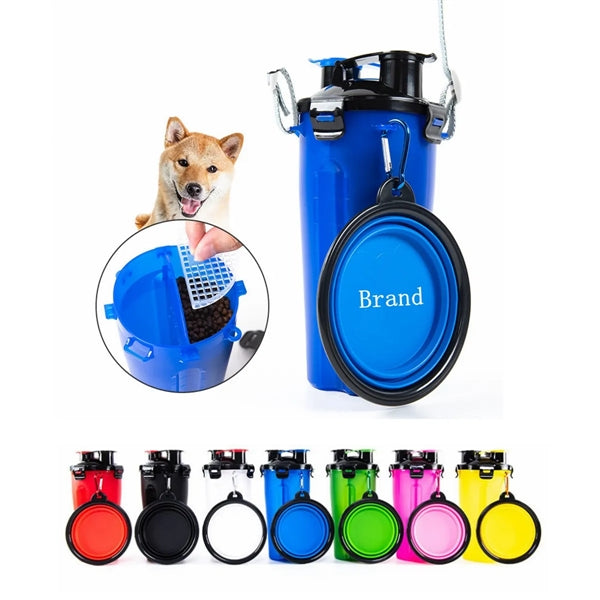 Pet Food and Water Bottle With Bowl