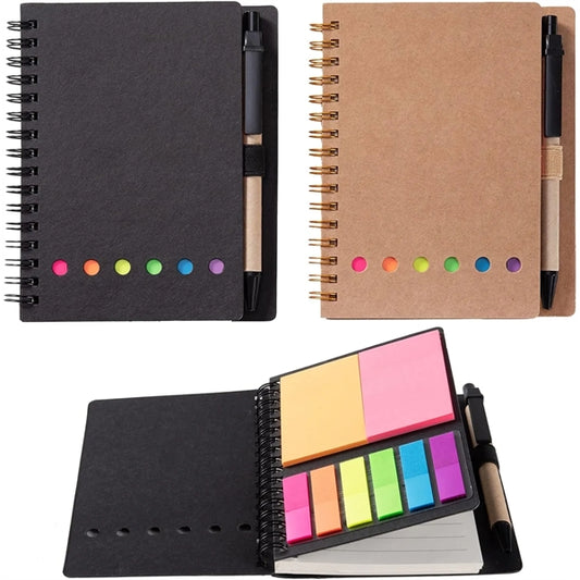 Kraft Spiral Notebook with Pen in Holder N Sticker