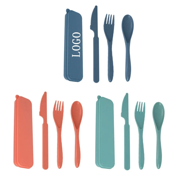 Portable 3 Piece Wheat Straw Cutlery