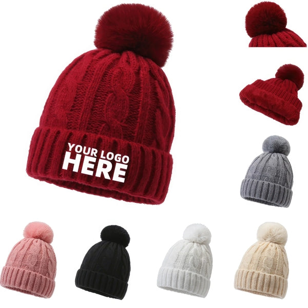 Pompom Winter Soft Warm Ski Cap