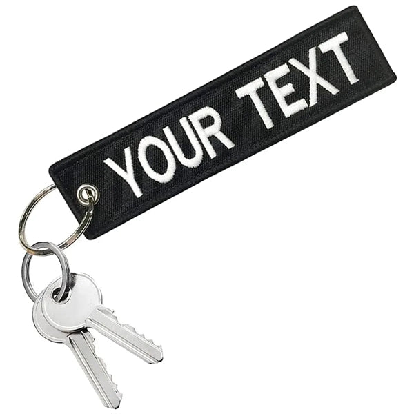 Keychain Double Sided Embroidered Woven Key Tag