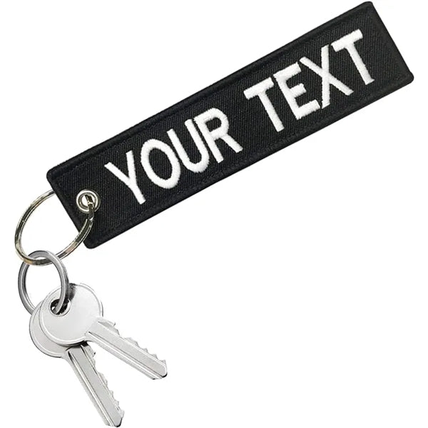 Keychain Double Sided Embroidered Woven Key Tag