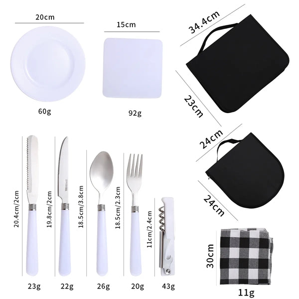 Stainless Steel Tableware Picnic Set Storage Bag