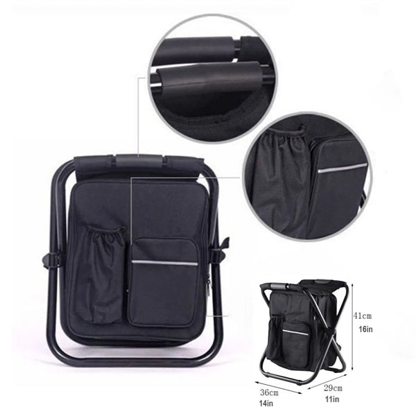 Portable Backpack Chair With Fabric Cooler Bag