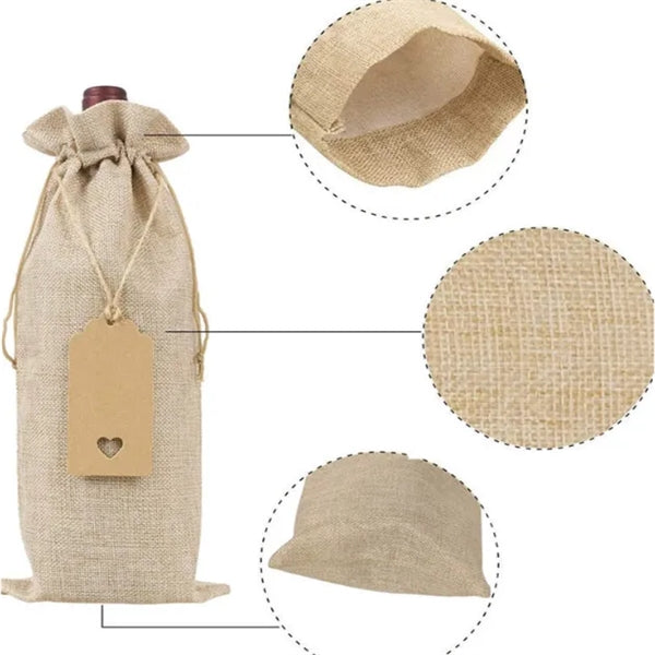 Canvas Wine Bottle Gift Bag (with drawstring)