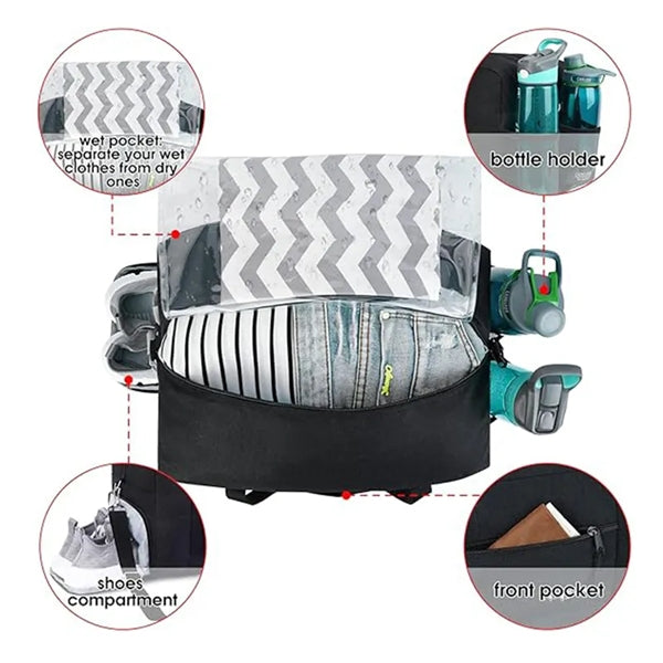 Sports Gym Duffel Bag with Wet Pocket & Shoes Compartment