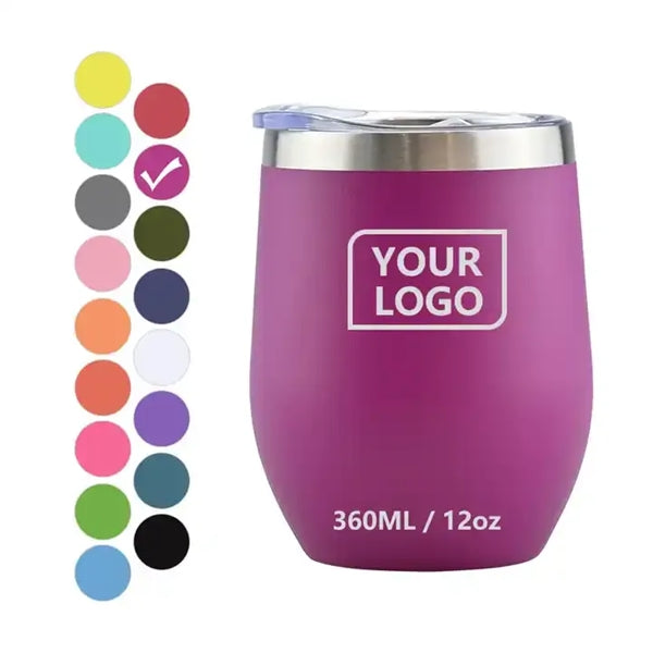 12oz Egg Shape Double Wall Stainless Steel Stemless Tumbler