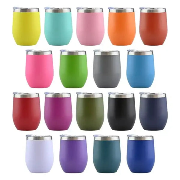 12oz Egg Shape Double Wall Stainless Steel Stemless Tumbler