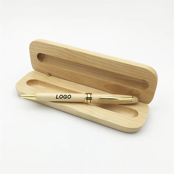 Pen Set Maplewood Case Gift