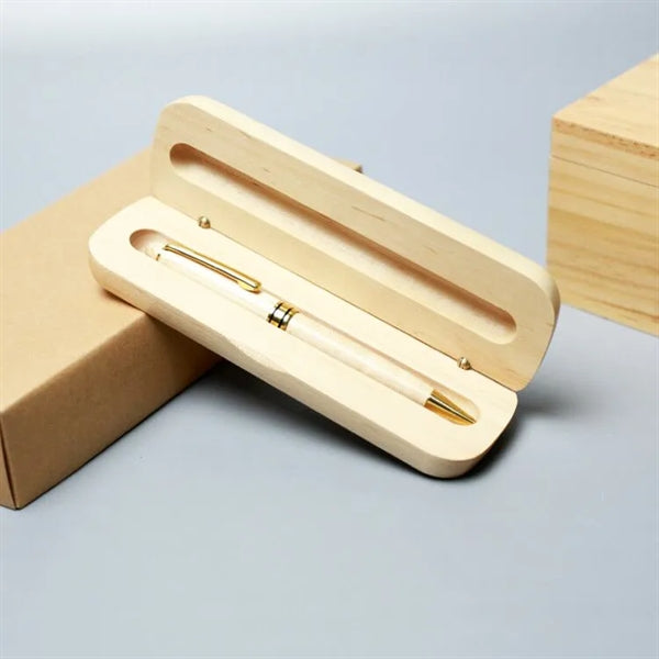 Pen Set Maplewood Case Gift