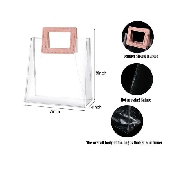 PVC Transparent Tote Bag With Leather Handle