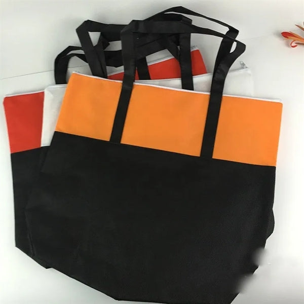Two-tone Zippered Non Woven Tote Bag