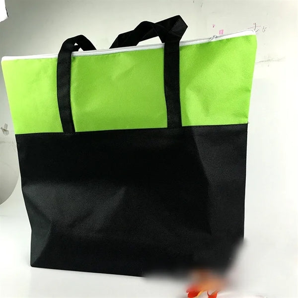 Two-tone Zippered Non Woven Tote Bag