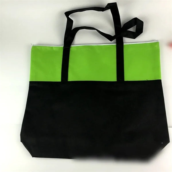 Two-tone Zippered Non Woven Tote Bag