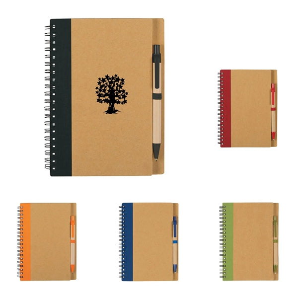 Eco-Friendly Kraft Paper Spiral Notebook With Pen
