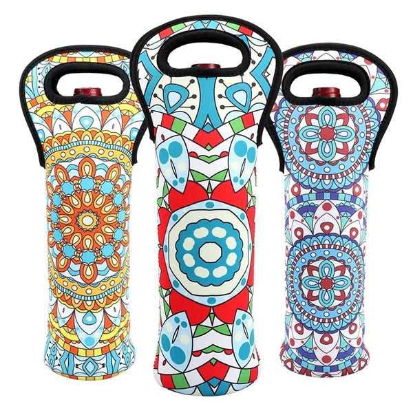 Insulated Neoprene Single Bottle Wine Tote Carrier Bags