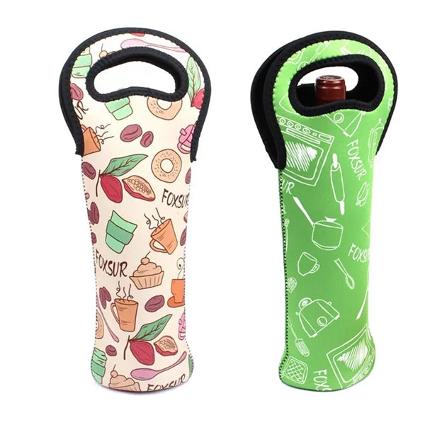 Insulated Neoprene Single Bottle Wine Tote Carrier Bags