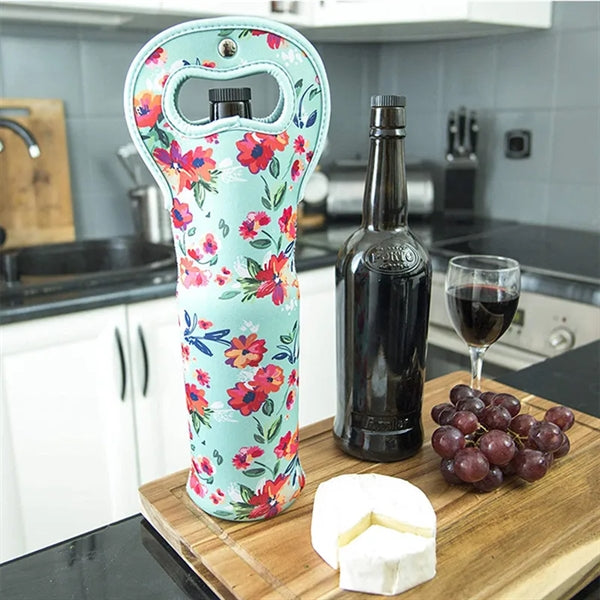 Insulated Neoprene Single Bottle Wine Tote Carrier Bags