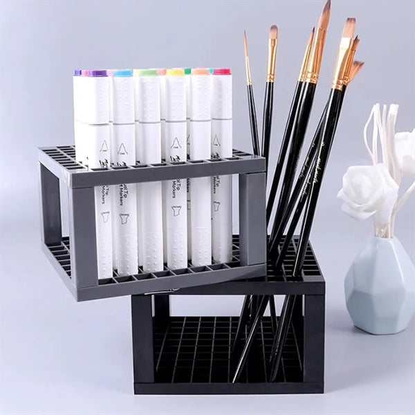 96 Hole Plastic Pencil&Brush Holder Desk Stand Organizer