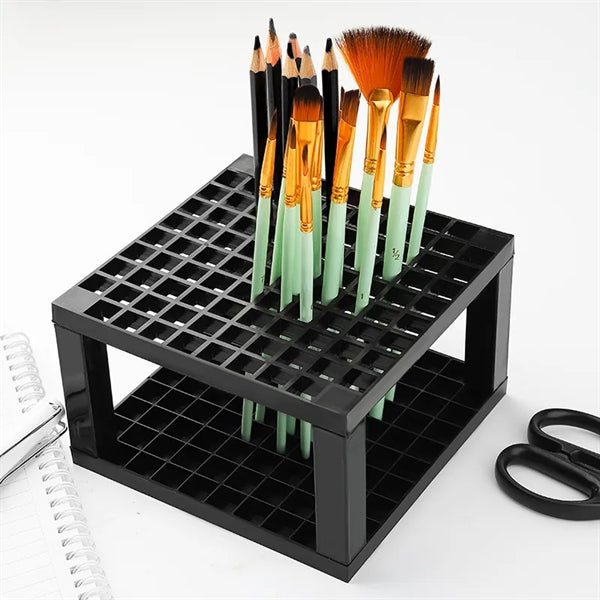 96 Hole Plastic Pencil&Brush Holder Desk Stand Organizer