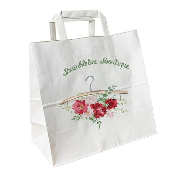 White Flat Handle Bag With Full Color Printing