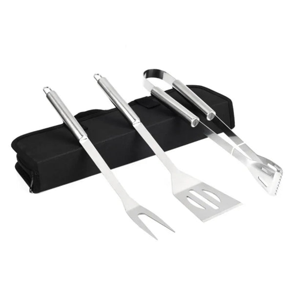3PCS Stainless Steel BBQ Grilling Tool Set With Bag