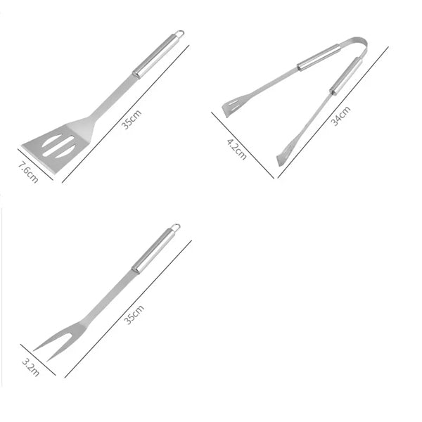 3PCS Stainless Steel BBQ Grilling Tool Set With Bag