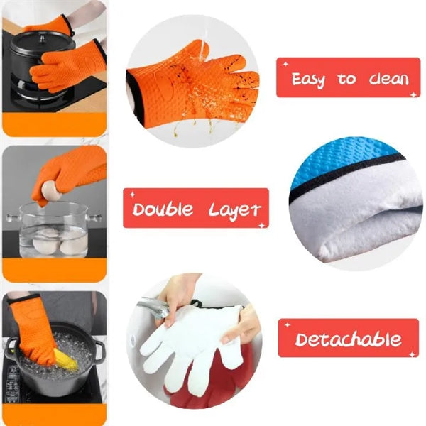 Extreme Heat Resistant Silicone Kitchen Oven Gloves
