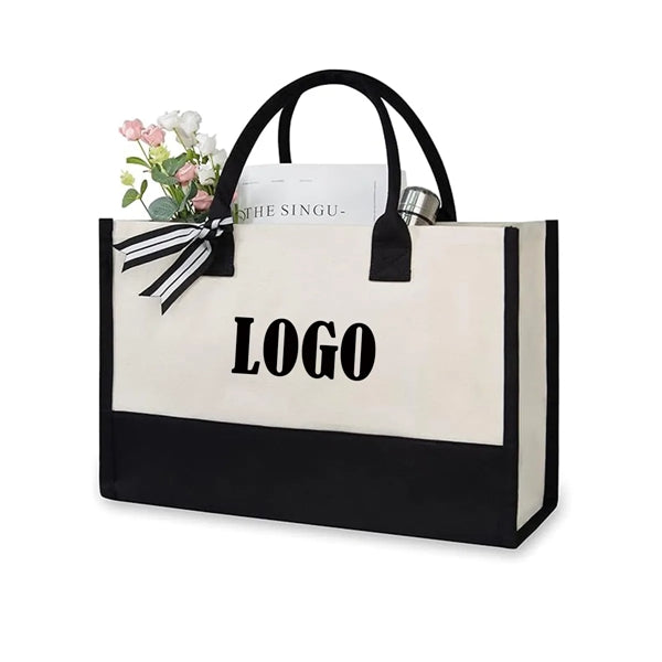 Initial Canvas Beach Bag