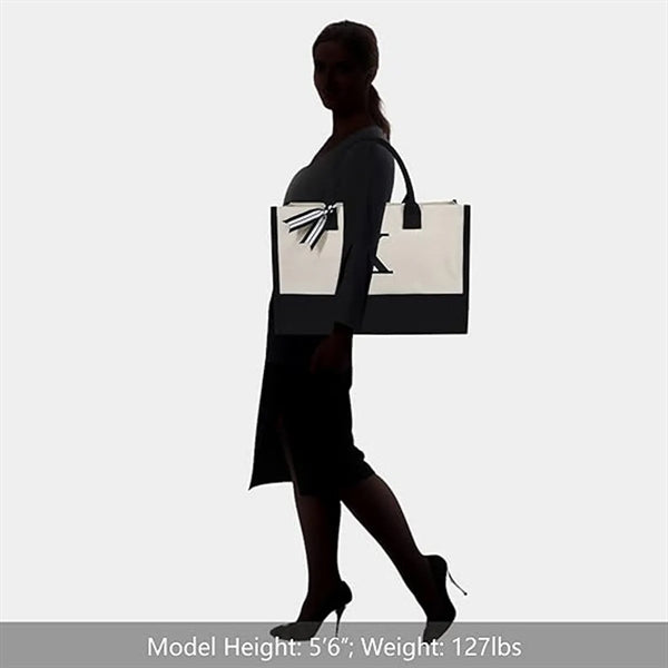 Initial Canvas Beach Bag