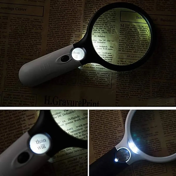 Handheld Dual-Lens LED Jewelry and Reading Magnifying Glass
