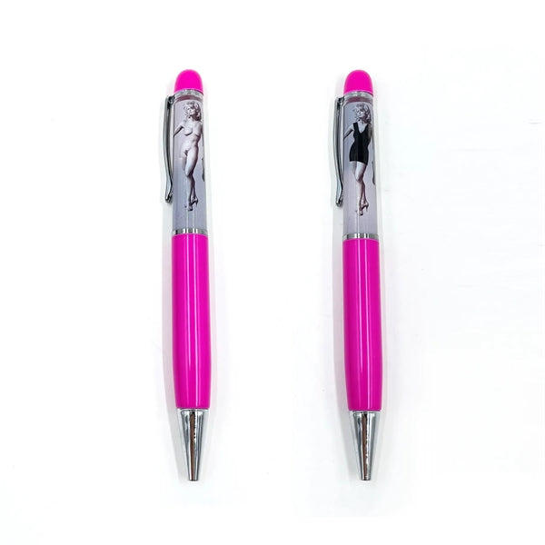 Metal Liquid Floating Pen Getting Clothes Lady Ballpen