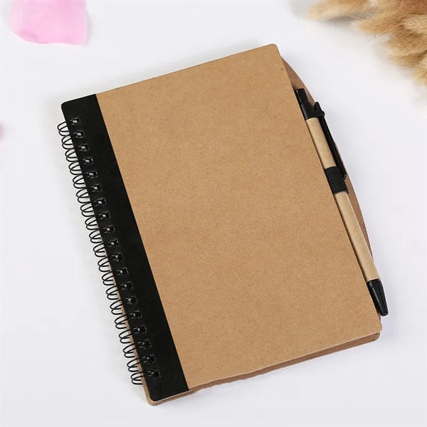Spiral Notebook Lined Notepad with Pen in Holder